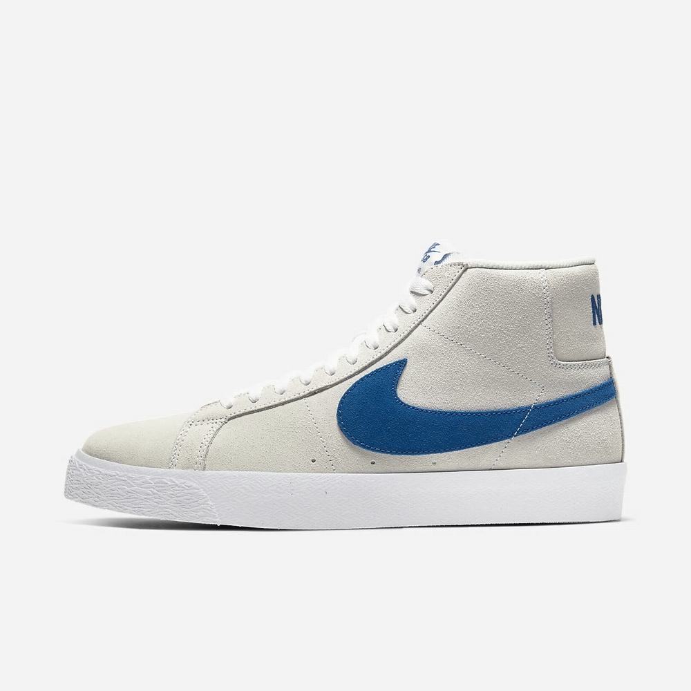 Basket Montante Nike SB Zoom Blazer Mid Blanche 5976-083 White/White/Cerulean/Team Royal Homme | CFS-23686581